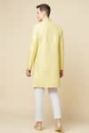 Shop_Spring Break_Yellow 50% Cotton 50% Polyester Embroidered Floral Sherwani Set_at_Aza_Fashions