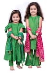 Shop_Vivedkids_Green Cotton Printed Bandhani Lehenga Set _at_Aza_Fashions