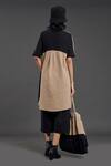 Shop_MATI_Beige Cotton Bandeau Neck Color Block Long Tunic_at_Aza_Fashions