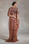 Divya Aggarwal_Pink Blouse And Belt Heavy Satin Saree Organza Willow Pre-draped Ruffle With _Online_at_Aza_Fashions