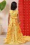 Shop_CUTE COUTURE_Yellow Poplin And Cambric Printed Polka Dots & Tie Dye Tiered Dress _at_Aza_Fashions