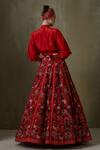 Shop_Namrata Joshipura_Maroon Silk Greenberg Floral Pattern Skirt And Tie-up Top Set_at_Aza_Fashions