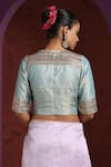 Shop_Weaver Story_Blue Silk Zari Zardozi And Sequin Embroidered Blouse _at_Aza_Fashions