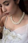 Shop_Do Taara_White Pearl Beaded Choker Necklace_at_Aza_Fashions