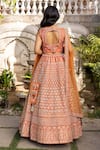 Shop_Suruchi Parakh_Orange Raw Silk Embroidered Floral V Neck Bridal Lehenga Set _at_Aza_Fashions