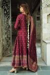 Shop_Safaa_Maroon Vegan Silk Lining Shantoon Woven Floral The Anaabi Sitara Anarkali Set _at_Aza_Fashions