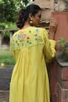 Shop_Desert Shine by Sulochana Jangir_Yellow Handwoven Chanderi Hand Embroidered Resham Round Kurta And Pant Set _Online_at_Aza_Fashions