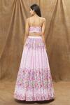 Shop_Label Priyanka Kar_Pink Cotton, Linen Tassels, Embroidery Sweetheart Abstract Floral Lehenga Set _at_Aza_Fashions
