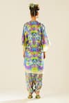 Shop_Rajdeep Ranawat_Multi Color Silk Printed Floral V Neck Inayat Flower Kaftan Top  _at_Aza_Fashions