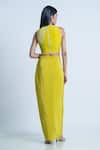 Shop_Nautanky_Yellow Crop Top Crepe Embroidery Sequin Embellished Drape Skirt Set  _at_Aza_Fashions