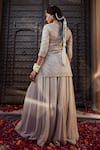 Kritika Dawar_Ivory Kurta Georgette Embroidery Gota Work Round Sharara Set _Online_at_Aza_Fashions