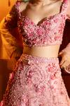 Shop_Nadine Dhody_Pink Tulle Beads, Cut Work, Sequins, Giselle Embroidered Lehenga And Blouse Set _at_Aza_Fashions