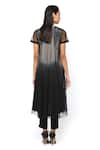 Shop_Rohit Gandhi + Rahul Khanna_Black Georgette Embellished Bead Round Taraus High Low Hem Top _at_Aza_Fashions