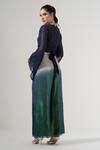 Shop_AMRTA by GUNEET KONDAL_Blue Plain V Neck Sheer Top Ombre Pant Set _at_Aza_Fashions