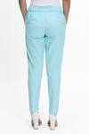 Shop_Terra Luna_Sky Blue 100% Organic Handloom Oxford Cotton Plain Chilled Out Pant_at_Aza_Fashions