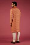Shop_Krishna Mehta_Orange Tussar Printed Floral Blossom Kurta Set _at_Aza_Fashions