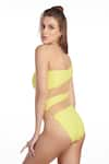 Shop_Kai Resortwear_Yellow One Shoulder Citrus Sunrays Sheer Panel Swimsuit  _at_Aza_Fashions