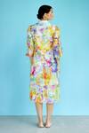 Shop_Garima Bindal_Multi Color Silk, Chanderi Sequins Collared Zinnia Printed Tiered Shirt Dress _at_Aza_Fashions