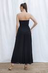Shop_AMRTA by GUNEET KONDAL_Black 100% Viscose Georgette Embroidery Bead Straight Bodice Jumpsuit _at_Aza_Fashions