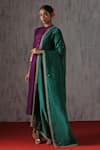 Shop_Weaver Story_Green Organza Hand Embroidery Floral Zardozi Border Dupatta _at_Aza_Fashions