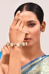 Shop_Zevar By Geeta_Gold Plated Crystals, Diamonds Embellished Pacheli Kada - Set Of 2 _at_Aza_Fashions