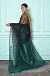 Shop_Samyukta Singhania_Green Blended Matka Silk Woven Circular Two Toned Saree _at_Aza_Fashions