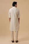 Shop_Raghavendra Rathore Blue_Off White Raw Silk Tonal Embroidery Stripe Kurta _at_Aza_Fashions