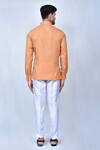 Shop_Khwaab by Sanjana Lakhani_Orange Kurta Cotton Plain Pleated Placket Set_at_Aza_Fashions