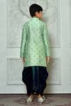 Shop_Petite Pomme_Green Polyester, Silk Paisley Pattern Kurta And Dhoti Pant Set _at_Aza_Fashions