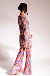 Shop_Nitya Bajaj_Multi Color Net Floral Print Blazer And Pant Set_at_Aza_Fashions