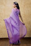 Shop_Shilpi Gupta_Purple Organza Beads, Embroidery Round Neck Saree With Frill Detail Blouse _at_Aza_Fashions