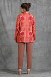 Shop_Dusala_Orange Pashmina Thread Band Collar Rose Motif Jacket _at_Aza_Fashions