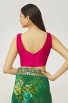 Shop_Naintara Bajaj_Magenta Muslin Plunge Neck V Solid Blouse _at_Aza_Fashions