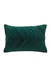 Shop_Throwpillow_Green Blend Of Cotton And Polyester Pleated Lumbar Cover _at_Aza_Fashions