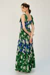 Shop_SANAM_Green Muslin Silk Floral Round Gia Pattern Maxi Dress _at_Aza_Fashions