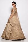 Shop_Pallavi Poddar_Gold Tulle Beads, Sequins V-neck Beta Embroidered Bridal Lehenga Set _at_Aza_Fashions
