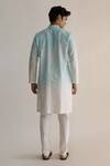 Shop_Kaha_Blue Linen Light Ombre Bundi Kurta Set_at_Aza_Fashions