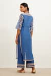 Shop Devnaagri Blue Chanderi And Silk Organza Dori Plunge Front Slit Kurta And Palazzo Set at Aza Fashions Shop_Devnaagri_Blue Chanderi And Silk Organza Dori Plunge Front Slit Kurta And Palazzo Set _at_Aza_Fashions
