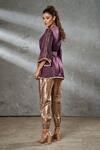 Shop_Aditi Somani_Wine Silk Suede Geometric Kimono Jacket _at_Aza_Fashions
