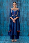 Shop_Label Niti Bothra_Blue Silk Round Colourful Coin Work Kurta And Palazzo Set _at_Aza_Fashions