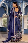 Shop_Suruchi Parakh_Blue Georgette Crepe Embroidery Cutdana V Neck And Sequin Anarkali With Dupatta _at_Aza_Fashions