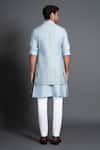 Shop_Raghavendra Rathore Jodhpur_Blue Silk Embroidered Geometric Patchwork Waistcoat For Men_at_Aza_Fashions
