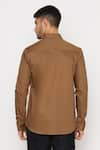 Shop_Lacquer Embassy_Brown 100% Cotton Carey Color Block Panel Shirt  _at_Aza_Fashions