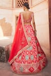 Shop_Aditi Gupta_Pink Banarasi Embroidery Meenakari Work Chanderi Bridal Lehenga Set  _at_Aza_Fashions