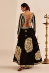 Shop_Gulabo by Abu Sandeep_Black 100% Pure Chanderi Silk Embellished Gota Work Rose Skirt  _at_Aza_Fashions