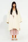 Shop_Stoique_Off White Cotton Embroidery Open Neck Shitake Quilted Pattern Jacket _at_Aza_Fashions