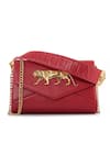 Shop_Sabyasachi_Rouge Bengal - Red Embellished The Calcutta Sling Bag _at_Aza_Fashions