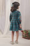 Shop_Bagichi_Blue Cotton Flannel Check Floral Fiona Peter Pan Collared Dress  _at_Aza_Fashions