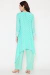 Shop_Bha Sha_Blue Muslin, Cotton, Satin Sequins, Beads Kimy Bandhani Print Tunic And Pant Set _at_Aza_Fashions