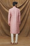 Shop_Samyukta Singhania_Pink Kurta Jacquard Banarasi Silk Embroidered Thread Floral Pattern Set _at_Aza_Fashions